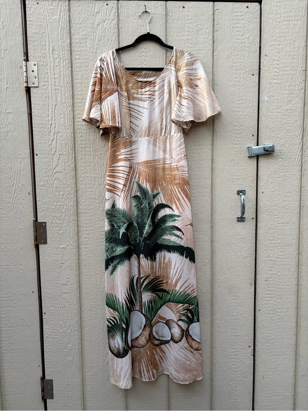 Palm & Coconut Print Maxi Dress